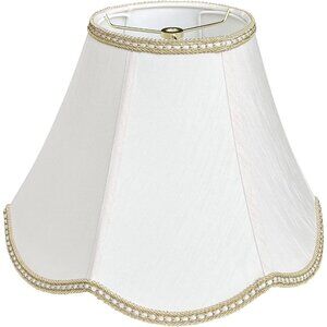 Antique Ivory Bell Lamp Shade With Braided Trim For Table Or Floor Lamps
